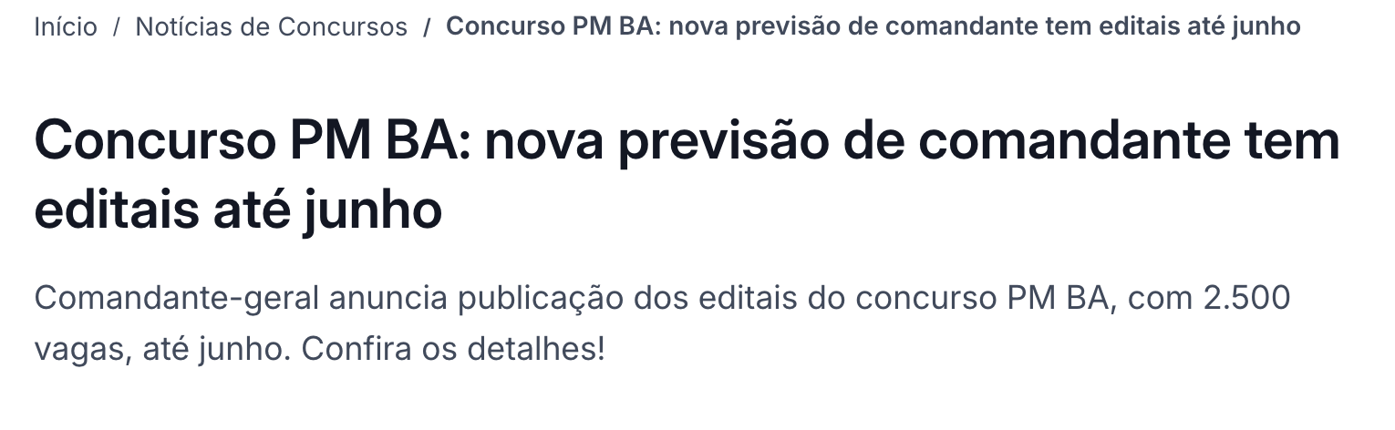 Notícia: Concurso PM BA — comandante prevê editais até junho